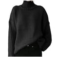 thumbnail image 1 of Mrat Chandails pour Femmes Unis à Manches Longues Chandail Cardigan Chandails Tendance pour Dames Chic Décontracté Col Roulé Chandail Décontracté Hauts Noir G, 1 of 6
