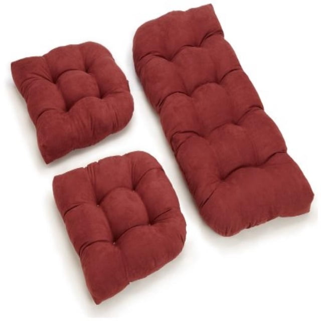 Blazing Needles, L.P. Microsuede Rounded Back Set Settee Cushions, Red Wine, 3 Count