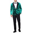 thumbnail image 2 of INSPIRE CHIC Men's Blazers Velvet Peak Lapel Argyle One Button Shiny Blazers XL Green, 2 of 4