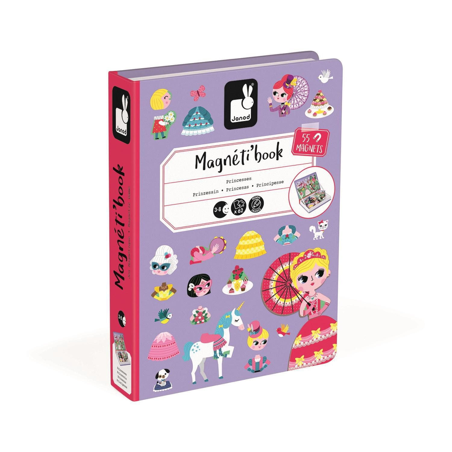 Janod - Jeu Éducatif Magnétique Princesse - 55 Aimants et 7 Cartes - Créez des Scènes - Matériaux Certifiés FSC® et Sécuritaires - À partir de 3 Ans - J02725