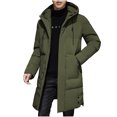 thumbnail image 1 of Pisexur Mens Winter Jacket Men's Solid Color Drawstring Button Pocket Zipper Long Sleeved Hooded Algondon Jacket Mens Puffer Jacket Winter Coats for Men Plus Size Jackets, 1 of 8