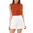 thumbnail image 1 of INSPIRE CHIC Blouse Sans Manches pour Femme, à Volants, Plissée, Blouse CHIC pour le Travail, m Orange Foncé, 1 of 7