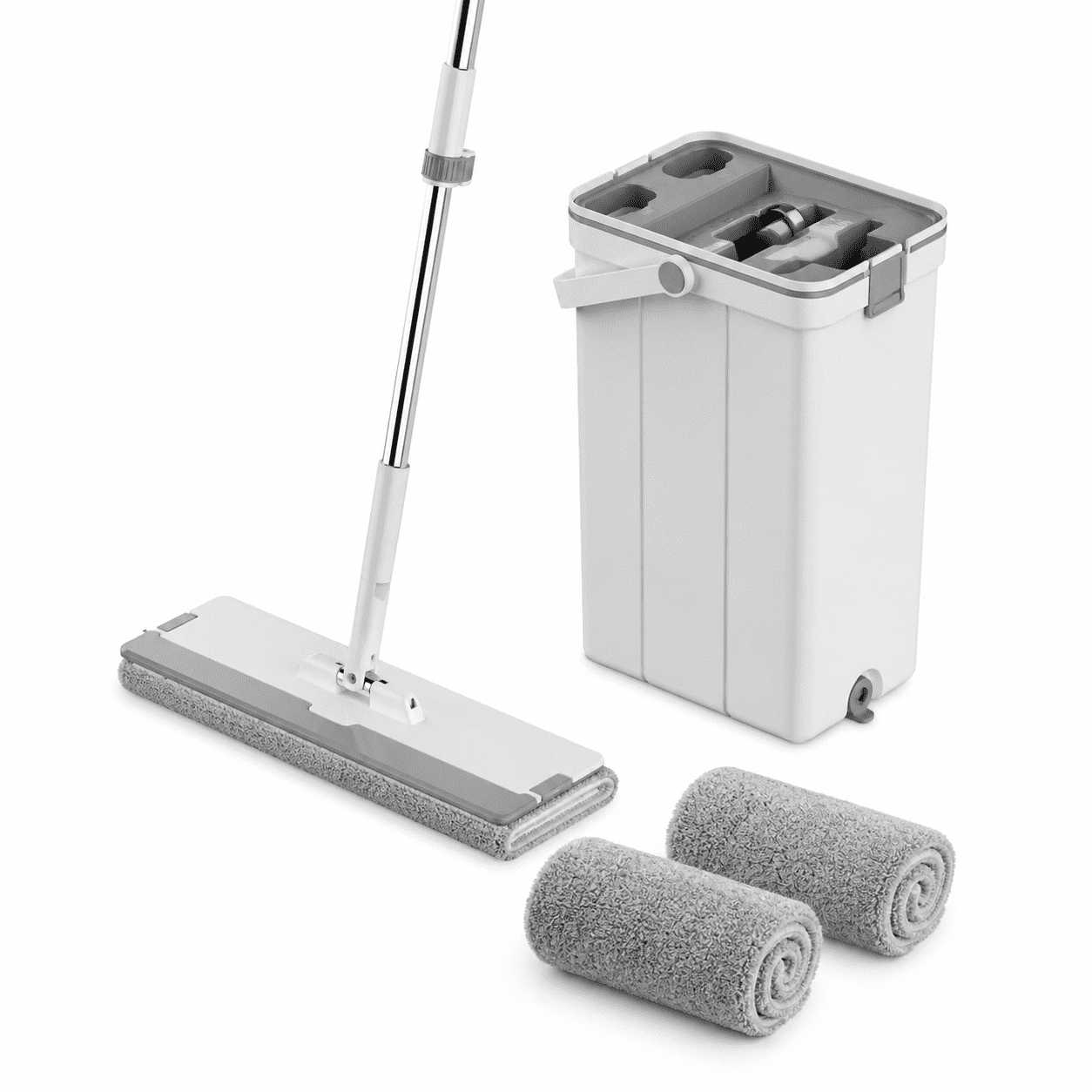 KubuChee New Easy-to-Use Clean-Water-And-Dirty-Water Separation Mop Bucket Set with Stainless Steel Rod and Ultra-Fine Fiber Cloth.