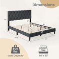 thumbnail image 3 of Costway Queen Size Bed Frame with Button-Tufted Headboard & Wooden Slats Easy Assembly, 3 of 10