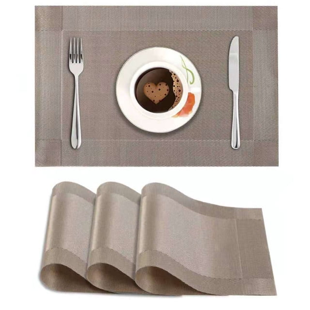 Meitianfacai Placemats Set Of 6 Washable Indoor/Outdoor Vinyl Place Mats For Dining Table PVC Weave Table Mats