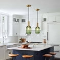 thumbnail image 2 of KCO Lighting Green Ribbed Glass Pendant Light Kitchen Island Small Antique Brass Ceiling Pendant Light Mid Century Dining Room Hanging Light Fixture, 2 of 7