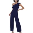 thumbnail image 1 of Yuyuzo Women Rompers 1 Shoulder Sleeveless Ruffle High Waist Loose Wide Leg Pants Elegant Jumpsuits, 1 of 5
