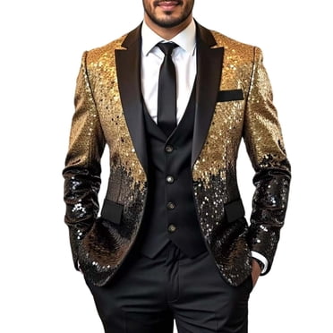 Pisexur Vestes pour Hommes Manteaux Confortables pour Hommes Costume de Danse à Paillettes avec Accompagnement de Danse Costume Coloré Robe Couleur Unie Veste de Costume pour Homme Noir,G