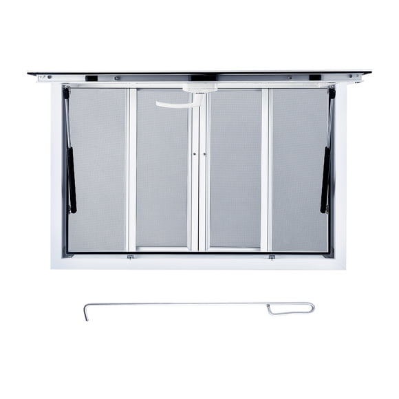 Concession Window – Aluminum Alloy for Food Trucks, RVs & Trailers – 4 Horizontal Sliding Screens – Awning Door with Drag Hook – Mobile Kitchen Service Window