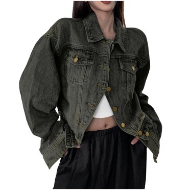 Tauxra Long Sleeve Denim Jacket for Women, Loose Fit Casual Denim Shirt Jacket with Solid Color Design for Everyday Wear, Soft and Comfortable Polyester Blend Fabric
