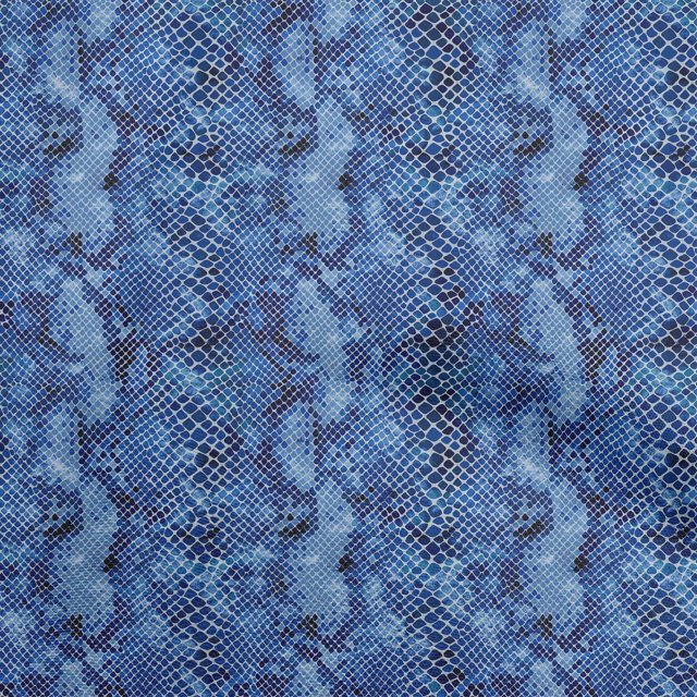 oneOone Coton Cambric Bleu Peau d'Animal Robe Tissu Tissu Imprimé par la Cour 42 Pouces de Large