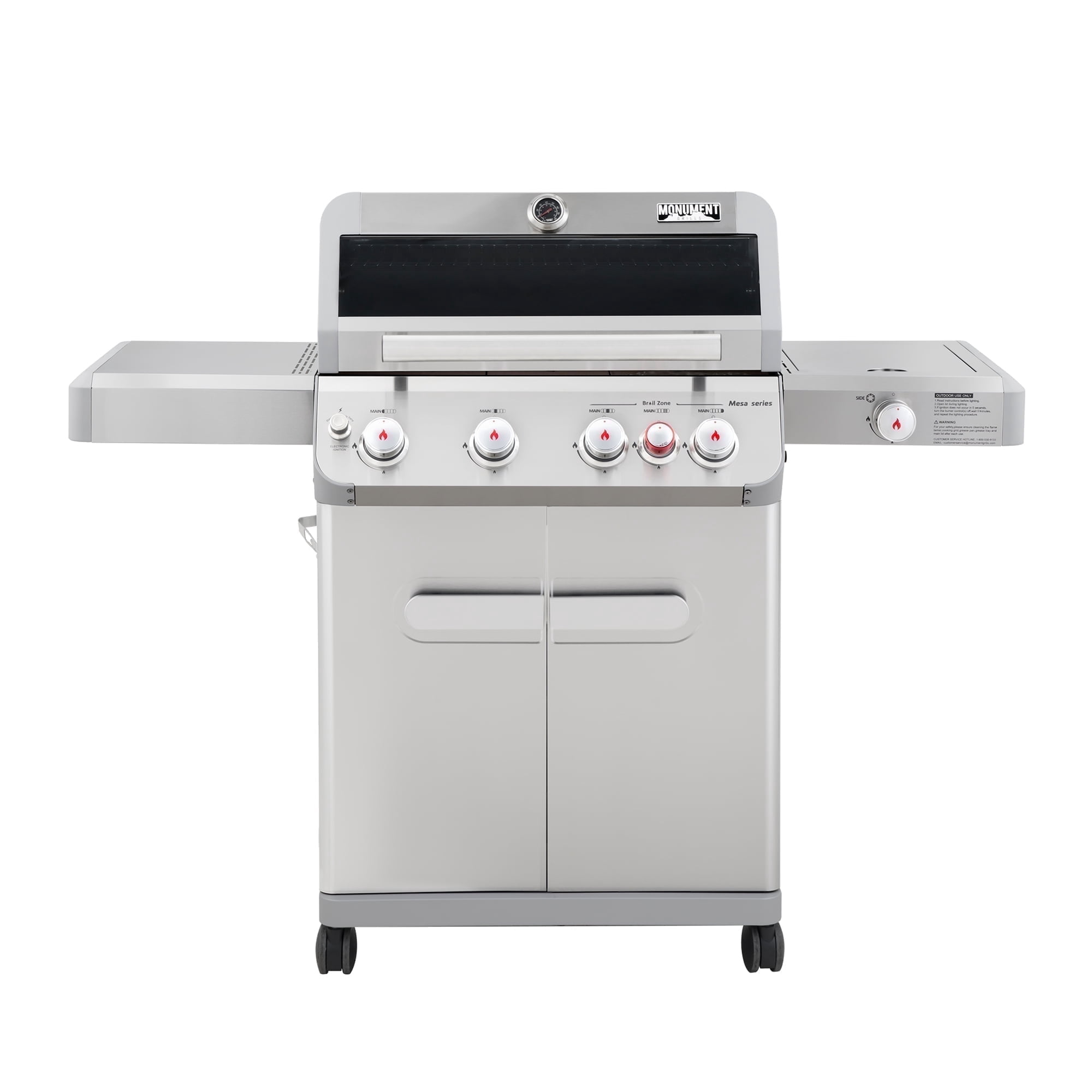 Monument Grills Mesa M415BZ 4-Burner Stainless Steel Propane Gas BBQ Grill with Clear View Lid
