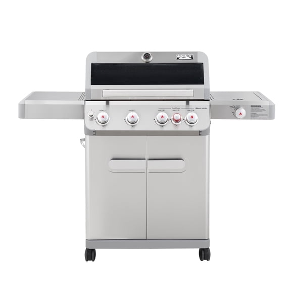 Monument Grills Mesa M415BZ Barbecue au Gaz Propane en Acier Inoxydable à 4 Brûleurs avec Couvercle à Vue Claire