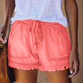 thumbnail image 2 of LLYWEY Womens Jeans Shorts, Ladies Ribbed Distressed Denim Shorts, Drawstring Elastic Waist Women Cut Off Jeans with Pockets, Style ST-22, Pinks, XL, 2 of 5