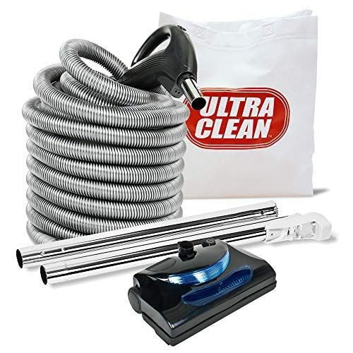 ULTRA CLEAN Trousse d'Accessoires Électriques pour Aspirateur Central - Boyau à Double Tension 24V / 110V avec Poignée à Interrupteur Marche/arrêt 3 Positions - Buse Électrique – Ensemble de Baguettes Chromées (30 Pieds Noir, Pigtail)