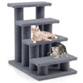 thumbnail image 1 of Gymax 24'' 4-Step Pet Stairs Carpeted Ladder Ramp 8 Scratching Post Cat Tree Climber, 1 of 10