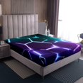 thumbnail image 4 of Erosebridal Teens Geometry King Sheet Sets, Futuristic Abstract Bedding King Size, Striped Decor, 4pcs, 4 of 7