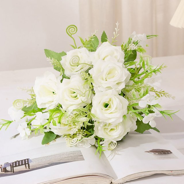 CHOK Artificial Flowers Beautiful Artificial Silk Fake Flowers Wedding Valentines Bouquet Bridal Decor Wedding Centerpieces For Tables - Fall Savings Clearance
