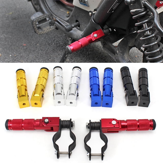 Baohd 2pcs/set Secure And Comfortable Aluminium Alloy Motorcycle ATV Footrests With Foldable Wide Gold+2pcs