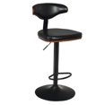 thumbnail image 1 of Gymax Tabouret en Bois Courbé en Noyer Tabouret Rembourré Pivotant Réglable en Hauteur, 1 of 10