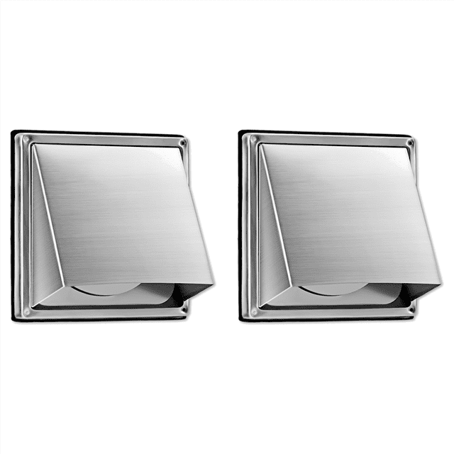 2 Pcs Évent Mural d'Extracteur Externe de 5 Pouces avec Coussinet et Clapet Anti-Retour, Couvercles d'Évent de Sécheuse Extérieurs en Acier Inoxydable pour la Maison, 2 x Couvercle d'Évent de Sécheuse Extérieur, Argent