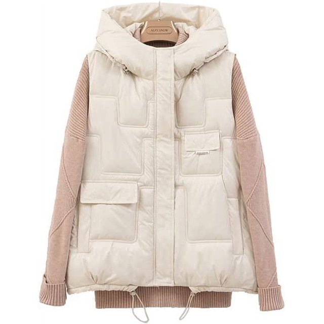 LinYooLi Gilet Matelassé pour Femmes Sans Manches d'Hiver Doudoune Manteaux Veste à la Mode 2022