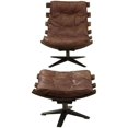 thumbnail image 3 of ACME Chaise Swayback Gandy Touffeté avec Pouf en Cuir Grainé Marron Rétro, 3 of 7