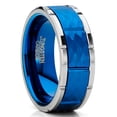 thumbnail image 1 of Men Tungsten Blue Wedding Band Hammered Ring Comfort-Fit 8MM Silvertone, 1 of 4