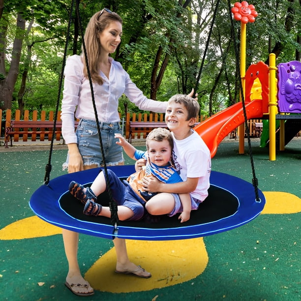 Costway Balançoire Soucoupe de 40 Pouces pour Arbre 660 Lb pour Enfants et Adultes Extérieur avec Lumières DEL Bleu Costway Balançoire Soucoupe de 40 Pouces pour Arbre 660 Lb pour Enfants et Adultes Extérieur avec Lumières DEL Bleu