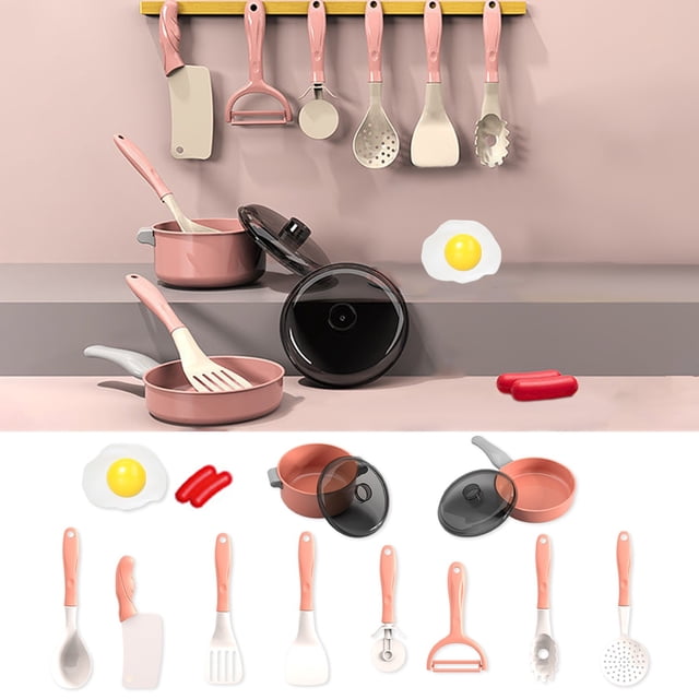 Kids Play Kitchen Set Pretend Cutting Toy With Realistic Safe Dishes Utensils And Cookware Educational Toy For Toddlers Children
