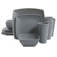 thumbnail image 2 of Gibson Home 16 Pc Melamine Dinnerware Plates, Bowls, & Cups, Grey (4 Pack), 2 of 7