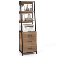 thumbnail image 1 of Gymax Ladder Bookshelf Tall Bookcase w/ 3 Open Shelves Printer Stand 3 Storage Drawers Natural, 1 of 10