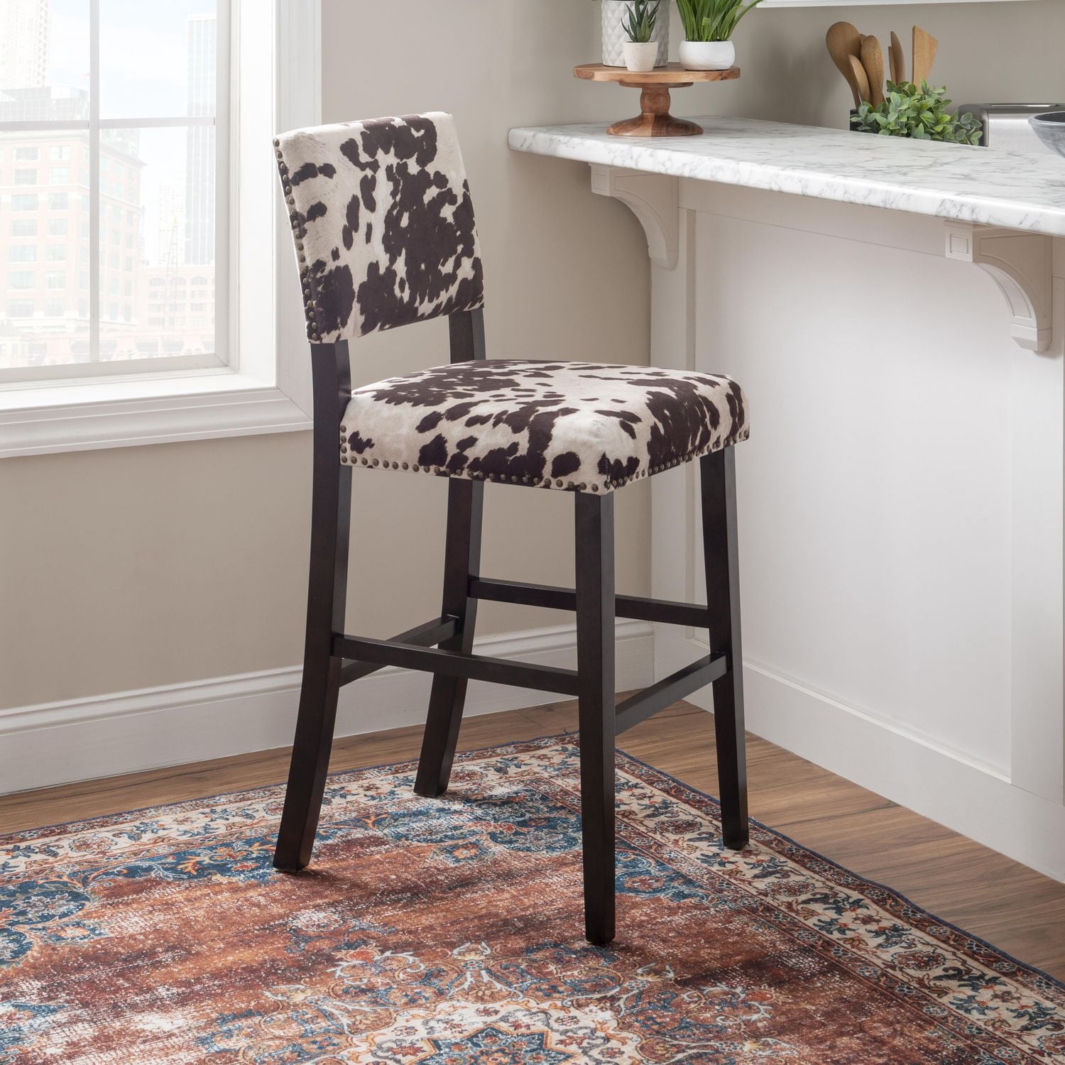 Tabouret de bar Noah imprimé vache marron