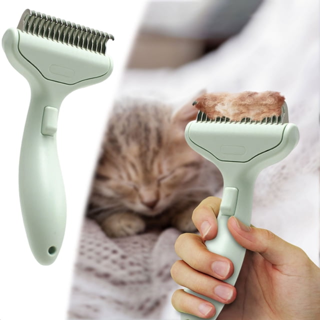 Self-Cleaning Metal Grooming Brush for Cats and Dogs Detangling and Dematting Tool with One-Click Release for Easy Undercoat Removal