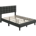 thumbnail image 2 of Yaheetech Modern Upholstered Platform Bed with Square Tufted Headboard, Full, Dark Gray, 2 of 7