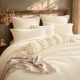 thumbnail image 1 of Swift Home Ultra-Soft Prewashed Wrinkle Texture Duvet Cover Set, Solid, Sweet Cream, Queen, 1 of 6