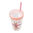 thumbnail image 4 of Holiday Time Christmas Santa Polka Dot Plastic Tumbler with Straw, Pink Glitter Lid, Partyware, 4 of 6