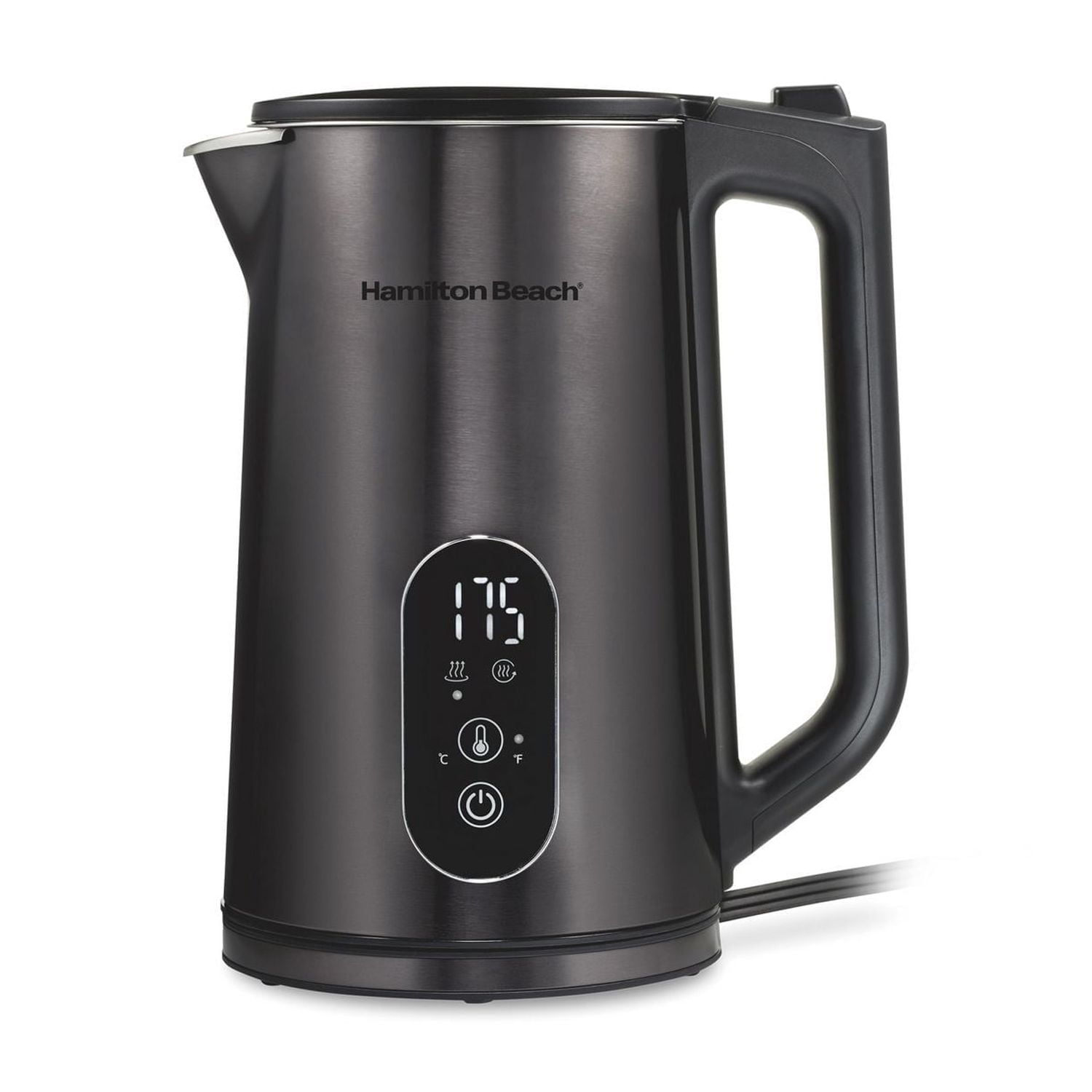 Hamilton Beach Digital Temperature-Control Electric Kettle, Double-Wall Stainless Steel, 1.7L, 1500 Watts, Black, 40851