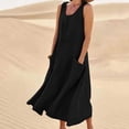 thumbnail image 2 of Pompotops Robe Longue d'Été Décontractée pour Femme Sans Manches en Coton et Lin, Couleur Unie, 2 of 8