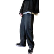 Ketyyh-chn99 Men's Jeans 2024 Relaxed Boot Jean Loose fit Pants Shorts Male Casual Fashion Plus Size Loose Elastic Waist Jeans Street Wide Leg Trousers Pants Grey,XL
