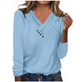 thumbnail image 1 of Timegard Womens Tops V-Neck Ruched Button Long Sleeve Solid Color Comfy Tee Dressy Casual Tunic Top, 1 of 4
