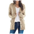 thumbnail image 1 of CHUANK Womens Boho Patchwork Cardigan Long Sleeve Open Front Knit Sweaters Coat Pockets Pink S, 1 of 4
