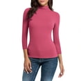thumbnail image 1 of Women's Mock Neck Shirt 2025 - 3/4 Sleeve Slim Fit | Basic Layering Tee, 1 of 9