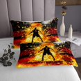 thumbnail image 3 of Erosebridal Basketball Player Silhouette Coverlet Set Twin, Fire Flame Print Bedding Set, 2pcs, 3 of 5