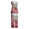 thumbnail image 5 of Mikilon Ensemble Stylé pour Femmes 2 Pcs Décontracté Ample Imprimé Camisole Pantalon Long Sans Manches Col Rond Haut/chemise Ensemble Rose-B S, 5 of 5