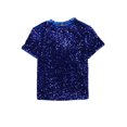 thumbnail image 1 of INSPIRE CHIC Haut en Velours à Paillettes pour Femme Col Rond Manches Courtes Blouse de Soirée Boîte de Nuit TP Bleu, 1 of 4