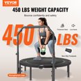 thumbnail image 2 of 52" Foldable Mini Fitness Trampoline Adults Exercise Rebounder with Handle, 2 of 9
