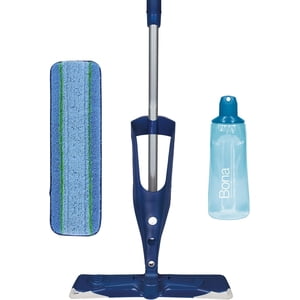 Bona PowerPlus Mop de spray de mouvement premium pour planchers de bois franc - Comprend PowerPlus Solution de nettoyage des planchers de bois franc et PowerPlus Plaque de nettoyage en microfibre -