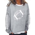 thumbnail image 1 of 2025 Chandails en Molleton Vintage Football Imprimé Basique Surdimensionné Col Rond Longue Tunique Pull Décontracté Manches Longues Gris, 1 of 3