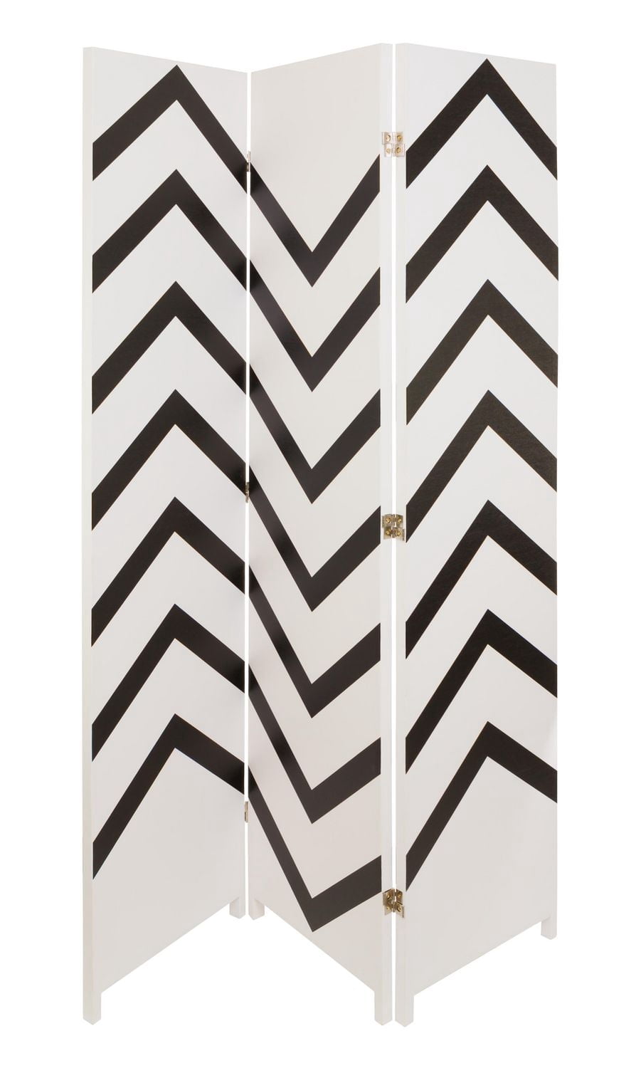 kieragrace Stockholm Danielsson Room Divider – 47” by 71”, Three Panel, White with Black Zigzag